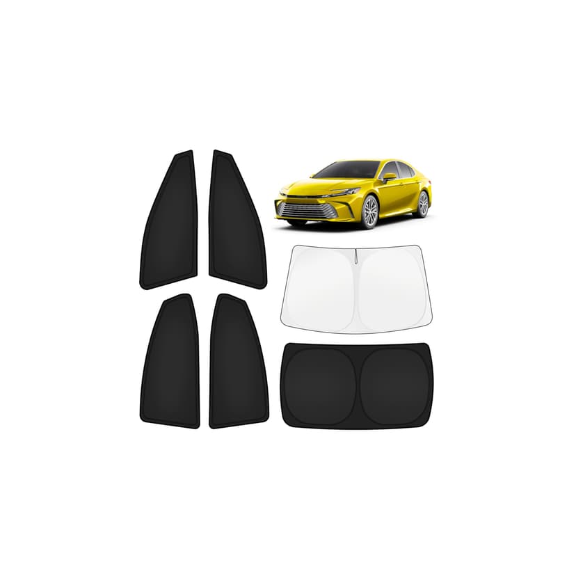 KUST Car Window Shades for Toyota Camry 2025-2026 Windshield Sun Shade Side Window Cover UV Block Privacy Protection Camry Accessories for Camping Blackout Rear Back Full Set 6PCS
