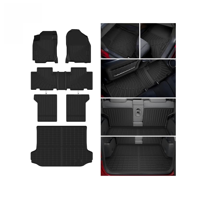 RAV4 Floor Mats - Car Mats for Toyota RAV4 2006-2012, All Weather Floor Mats and Cargo Liner with Backrest Mat for RAV4 Accessories, Heavy Duty Rubber Mats, Car Accessories