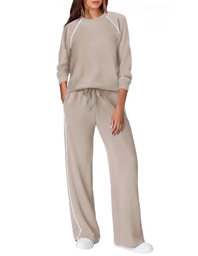 Ekoauer Lounge Sets for Women 2 Piece Sets Matching Wide Leg Pants Outfits | For Airport Vacation Travel Going Out,With Pockets,Machine Washable