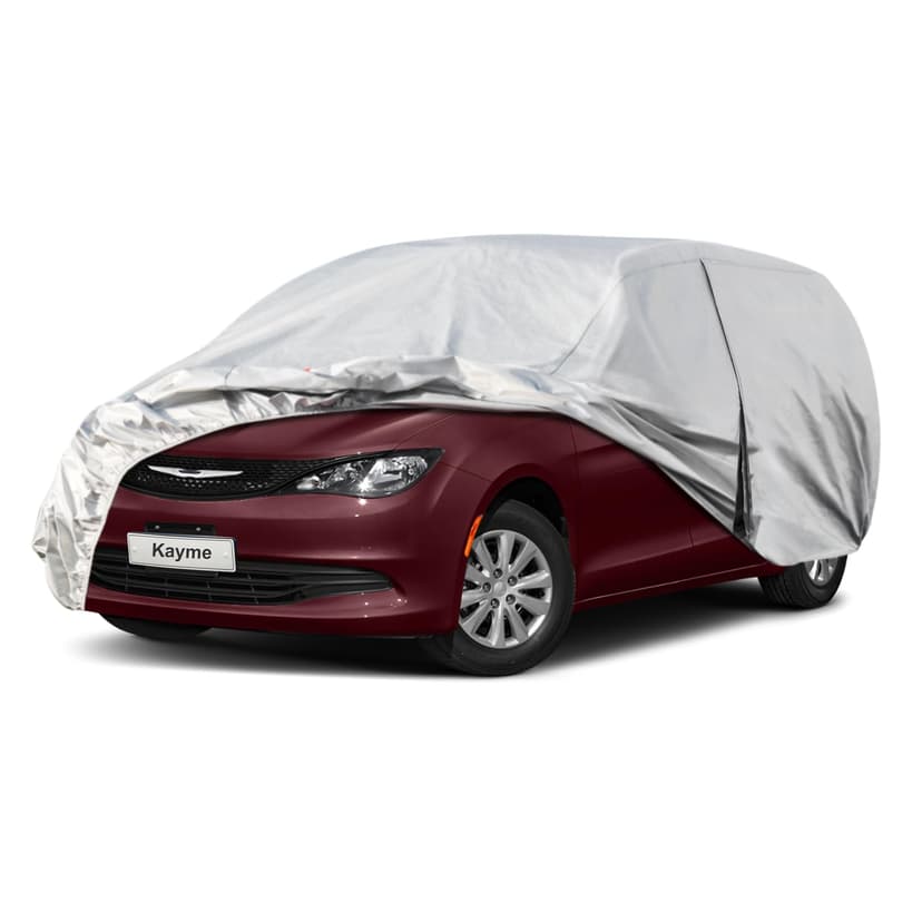Kayme 6 Layers Car Cover Custom Fit for Chrysler Voyager/Pacifica (1999-2025) Waterproof All Weather for Automobiles, Outdoor Full Cover Rain Sun UV Protection.Silver