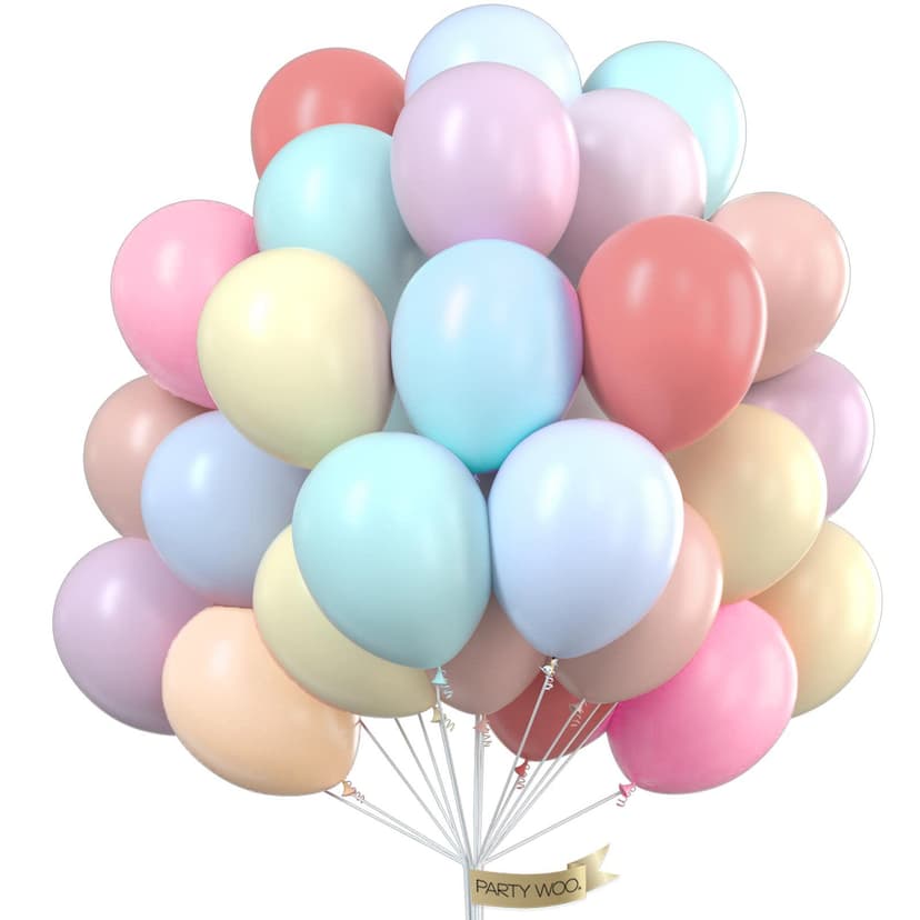 PartyWoo Pastel Balloons 50pcs 12 Inch Pastel Rainbow Latex Balloons for Baby Shower Gender Reveal Engagement Bachelorette Easter Bridal Shower Anniversary Retirement Birthday Party Decorations