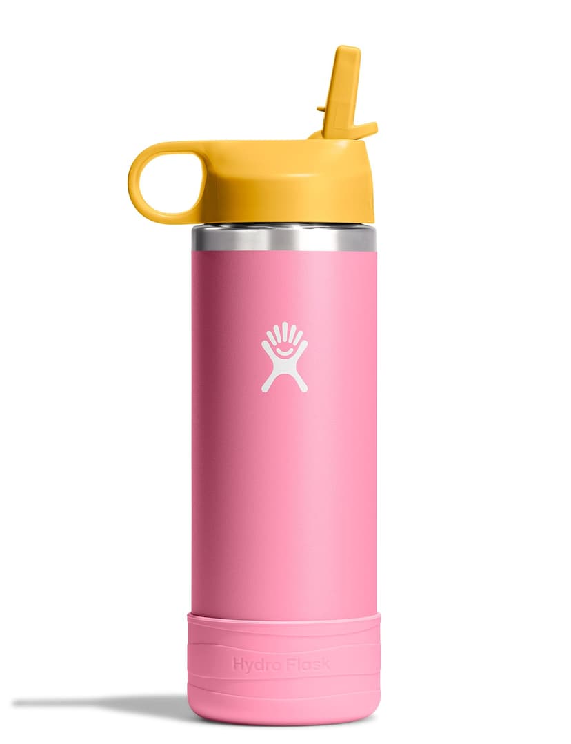 Hydro Flask Kids Water Bottle for School - Stainless Steel and Insulated with Straw Cap - 18 Oz in Dahlia