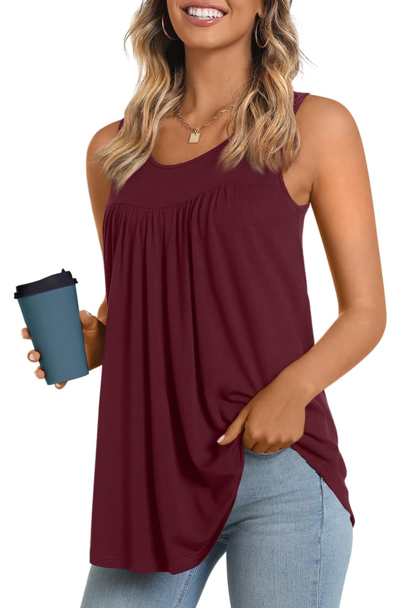 LONGYUAN Women's Tank Tops 2026 Summer Tunics Casual Sleeveless Shirts Ladies Loose Fit Blouses S-4XL