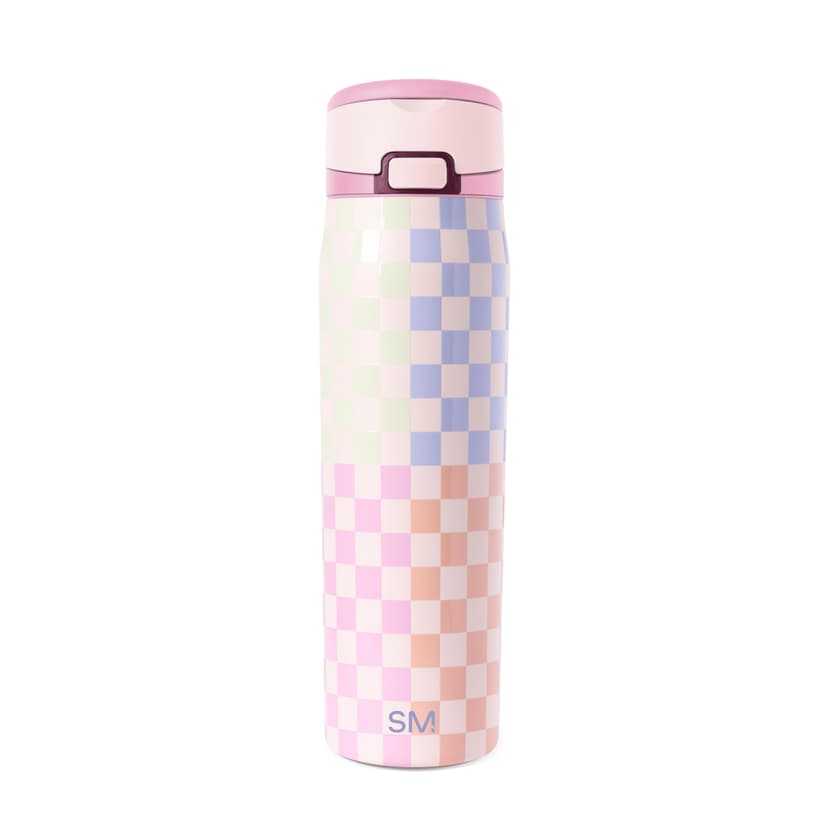 Simple Modern Water Bottle with Straw & Handle | 24oz | Checkered | Mesa Loop Insulated Water Bottle for School, Sports, Travel | Leak Proof, Stainless Steel | Hopscotch Checkmate