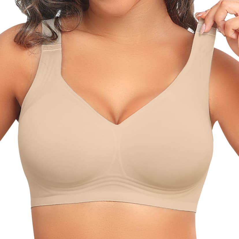 PoseFree Jelly Bras for Women No Underwire Supportive Wireless Comfort Full Coverage Push Up Plus Size for Older Women