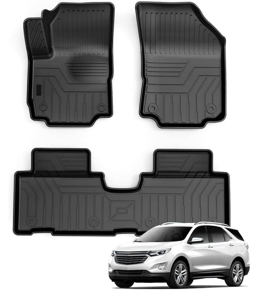 KUST Custom Fit Floor Mats for Chevy Equinox/GMC Terrain 2018-2024 (No for EV), All Weather TPE Rubber Car Mats for Equinox Accessories Front Rear 2 Row Liners, High Edges Non-Slip