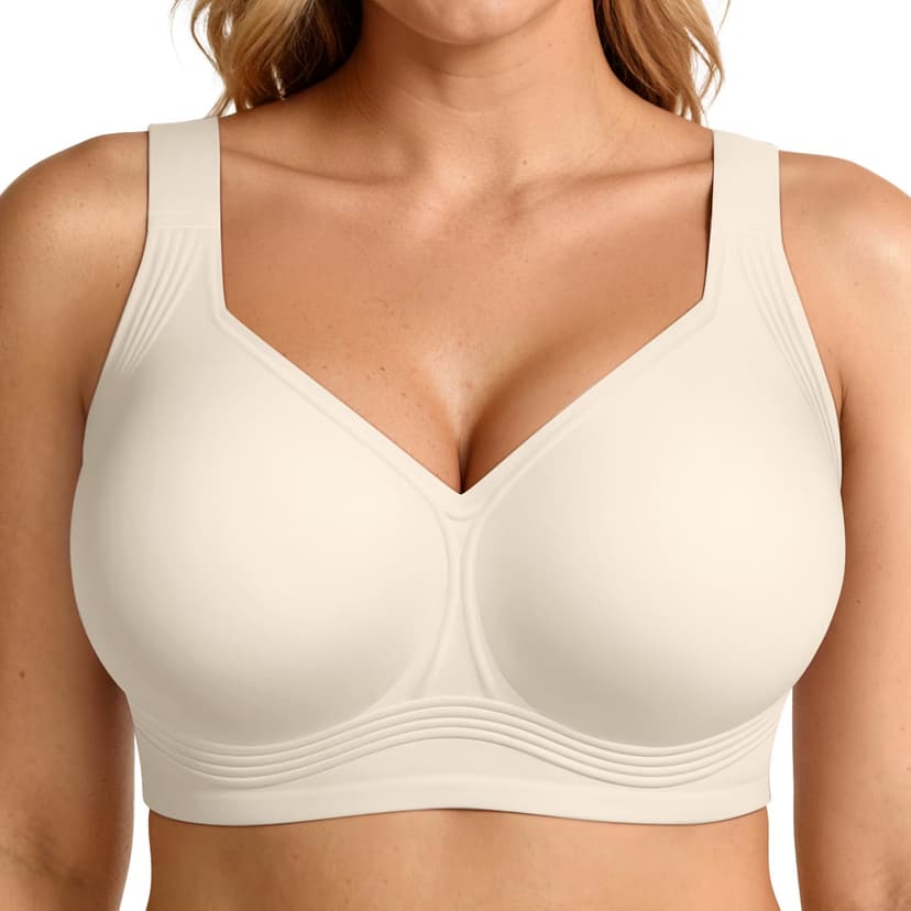 LetsJoli Bras for Women Supportive Wireless Push Up Bra Full Coverage No Underwire Seamless Plus Size for Older Women
