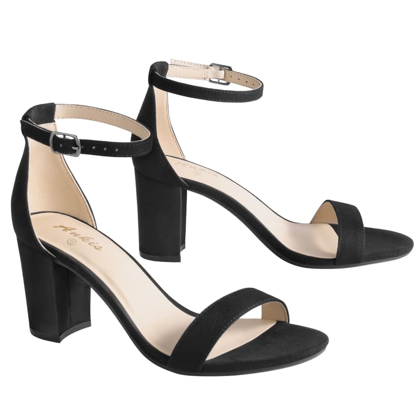 Ankis Heels for Women Open Toe Ankle Strap Chunky Heel Sandals 2.75 Inch | nude white gold black, adjustable ankle strap, Cushioned footbed, All-day comfort, for various occasions