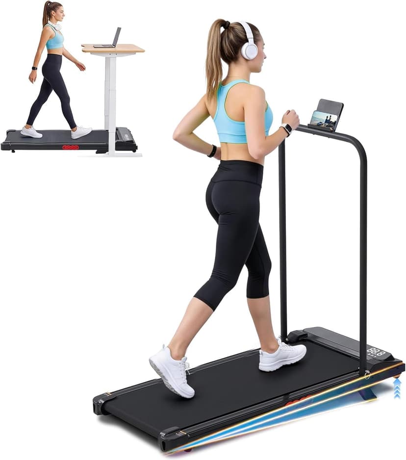 UYOGA Walking Pad with Incline, Portable Treadmill with Handle Bar for Home | 3.0HP Under Desk Treadmill with Handles, 0.6-7.6MPH Mini Walking Treadmills for Home Small, 350 lb Capacity