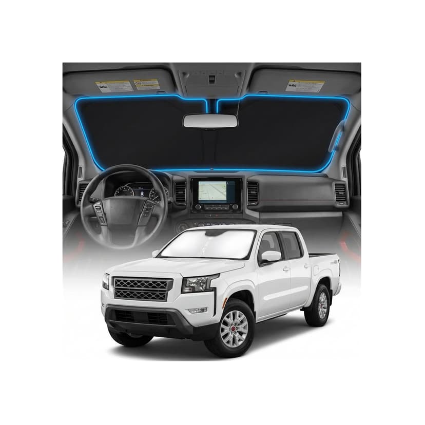for Nissan Frontier Sun Shade Windshield Cover - Custom Fit Frontier Accessories 2005-2021 Sunshade Foldable UV Protection & Heat Shield Sun Visor Accessories