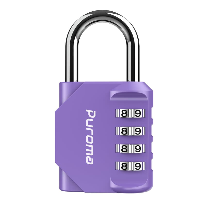 Puroma 1 Pack Combination Lock for Locker 4 Digit Outdoor Waterproof Padlock for School, Gym, Sports, Fence, Toolbox, Gate, Case, Outdoor, Hasp Storage (Purple) | For School Gate Fence Toolbox Hasp St