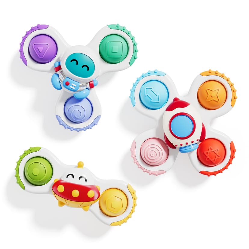 ALASOU Pop Suction Cup Spinner Airplane Travel Toys for 1 Year Old Boy Girl | Novelty Spinning Tops Infant 12 18 Months,1 2 Year Old Boy Birthday Gift for Toddlers ,Sensory Baby Bath Toy Kids Ages 1-3
