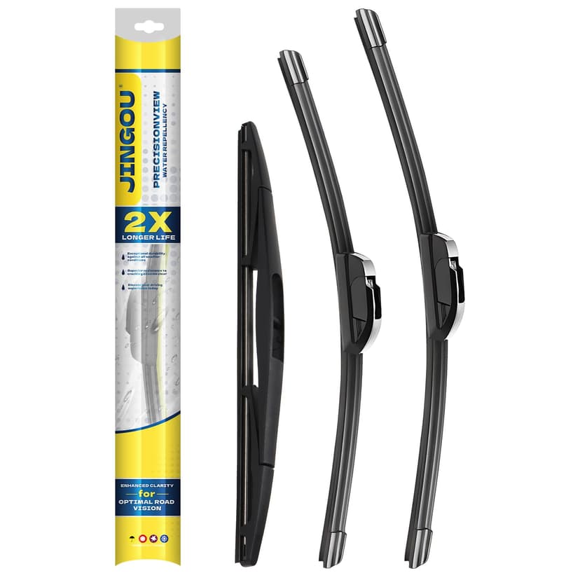 JINGOU Wiper Blades,24"/21"/14" Windshield Wipers Set,Compatible with 2003-2008 Honda Pilot,Front and Back Automotive Replacement Windshield Wiper blades(Pack of 3)