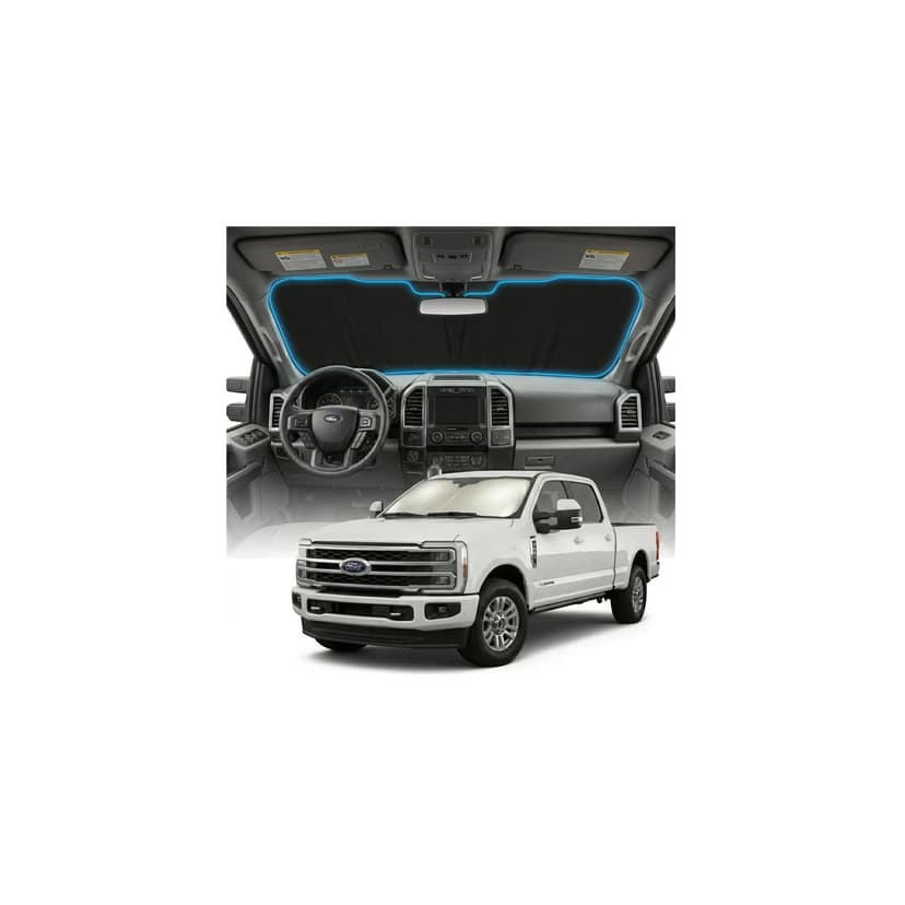for Ford F250 F350 Sun Shade Windshield Cover - Custom Fit F250 F350 Accessories 2017-2024 2025 Sunshade Foldable UV Protection & Heat Shield Sun Visor Accessories