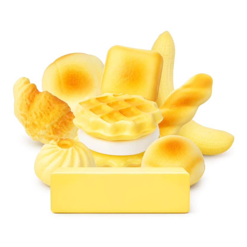 9 Pack Bread Slow Rising Squishy Set, Popular Food Butter Bread Cake and Banana Soft Low Rise Squishies, Sensory Fidget Toys for Anxiety Relief, Fun Stress Relief and Focus Gifts