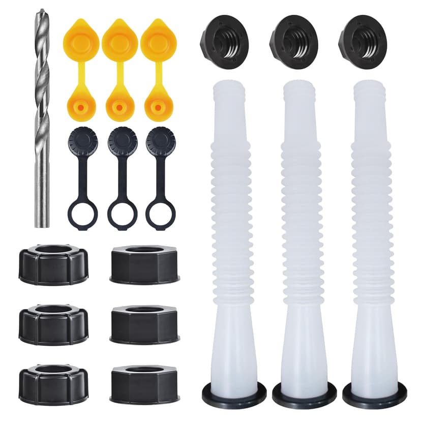 Gas Can Spout Replacement Kit, Gas Can Nozzle Replacement (3 Kits-White) | For 1/2/5/10 gallon gas can. All gaskets are installed and ready to use upon receipt, Leak-proof, Perfect fit, Good quality