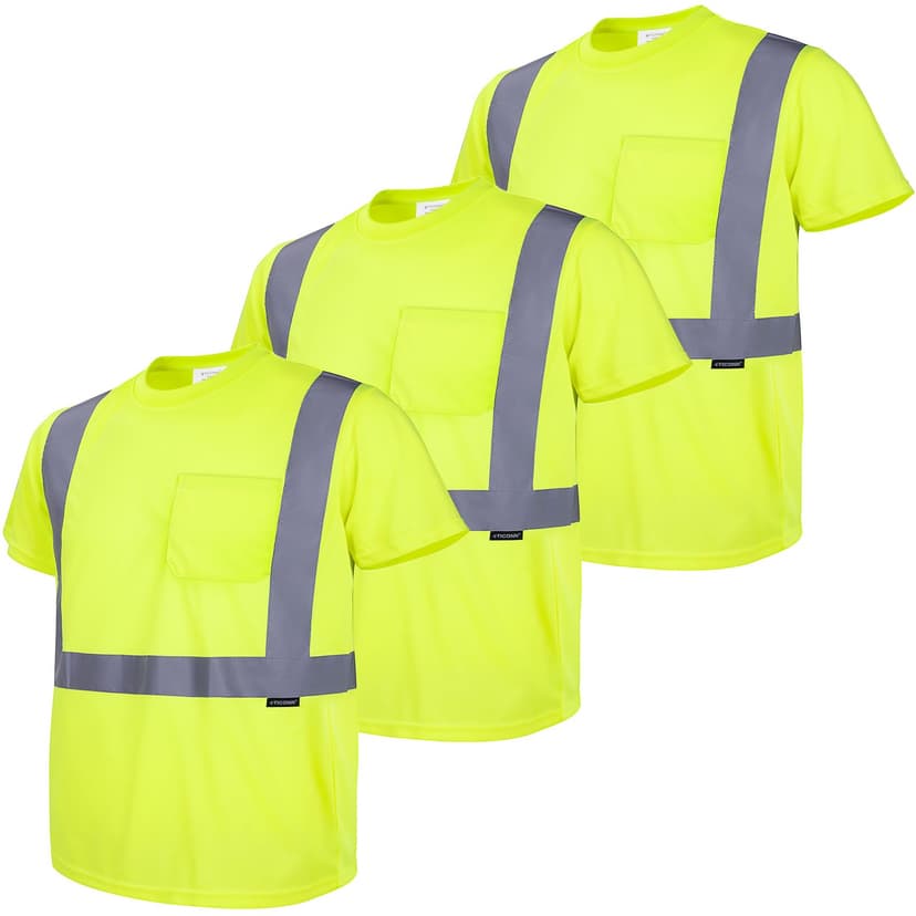 TICONN High Visibility Shirts for Men Women, Class 2 Safety Hi Vis T Shirts with Pocket, Short Sleeve
