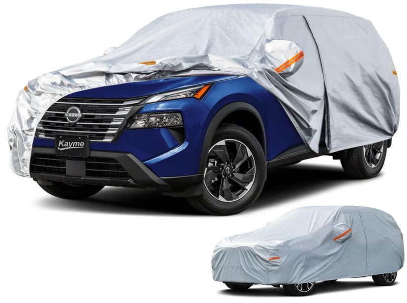 Kayme 6 Layers SUV Car Cover Custom Fit for Nissan Rogue (2007-2025) Waterproof All Weather for Automobiles, Outdoor Full Cover Rain Sun UV Protection.Silver
