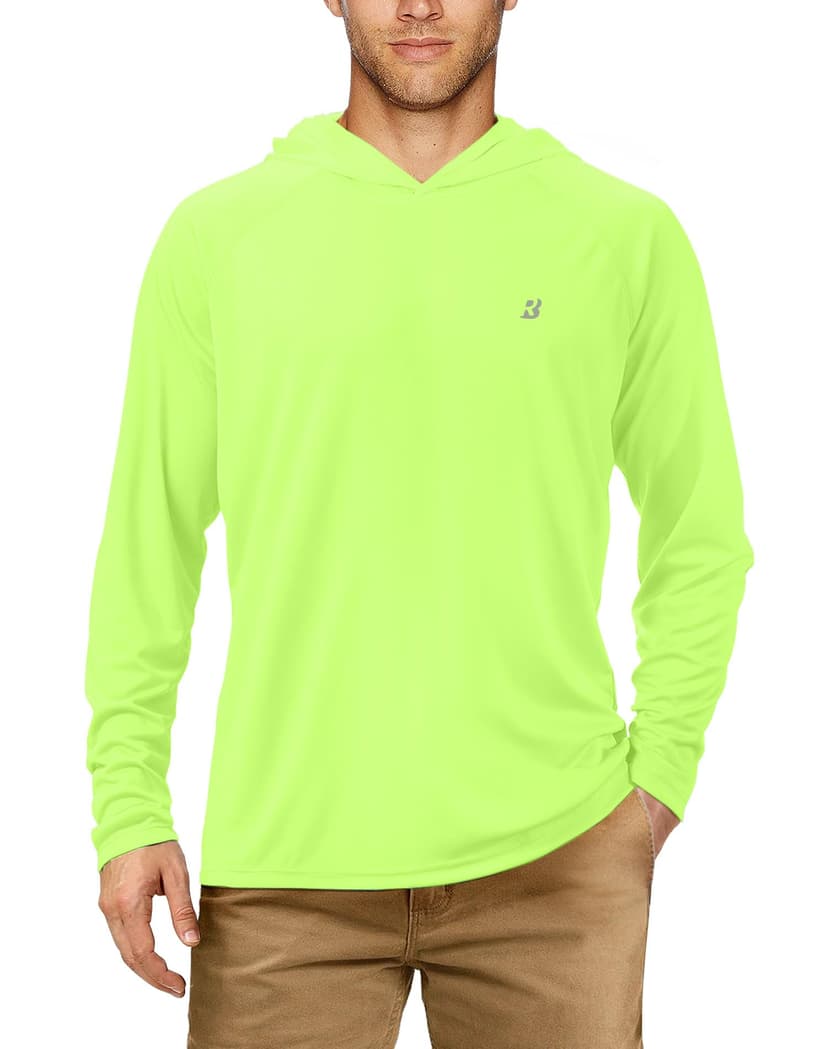 Roadbox UPF 50+ Fishing Shirts for Men, Long Sleeve UV Sun Protection Hoodie, Outdoor Hiking Running Swimming Rash Guard
