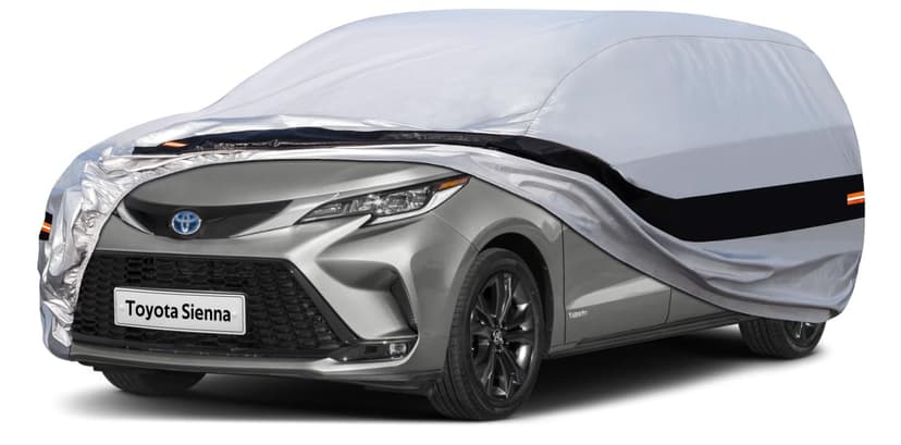 Holthly 10 Layers Minivan Car Cover Custom Fit for Toyota Sienna (1997-2026) Waterproof All Weather for Automobiles, Outdoor Full Cover Rain Sun UV Protection.Silver