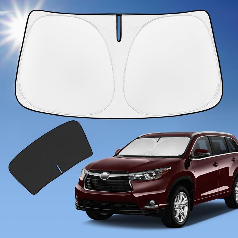 for Toyota Highlander 2014-2019 Sun Shade Sunshade Windshield Cover | 4-Layer Front Window Shade Custom Fit Highlander Sun Visor 240T Foldable Shield Sun Blocks UV Rays Cooler Car Accessories