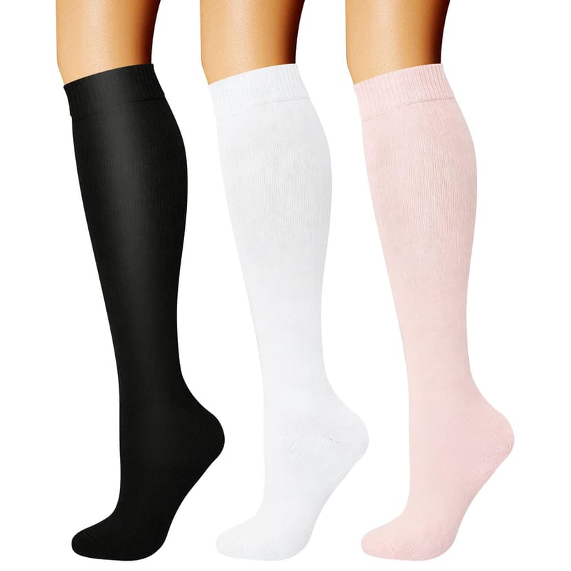 CHARMKING Compression Socks for Women & Men Circulation (3 Pairs) 15-20 mmHg is Best Support for Athletic Running Cycling