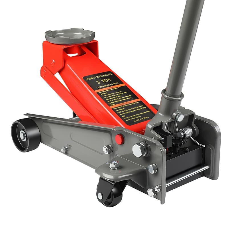 LARBANKE 3 Ton Hydraulic Floor Jack,Lift Range: 5.31''-18.11'',6600Lbs,Red | 6600 Lbs Fast Lift, Carbon Steel Heavy Duty, With Wheels, 5.31"-18.11" Lifting Range, Stable Support for Most Cars