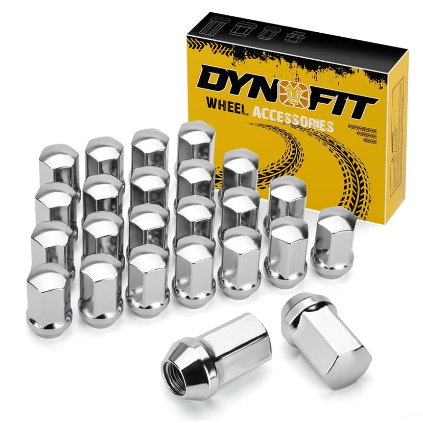 dynofit 24pcs 14x1.5 OEM Lug Nuts 1.75 inch(45mm) Height 7/8" Hex(22mm), M14-1.5 One-Piece Design Factory Chrome Wheel Lugnuts for Silverado & Tahoe GMC Sierra 1500 Buick Dodge Cadillac Chrysler