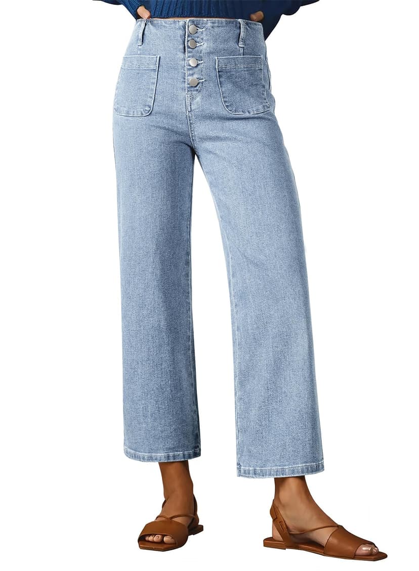 Sidefeel Women's Wide Leg Jeans High Waisted Jeans, | Stretchy Denim Pants, Loose, School, Trendy Clothes, Casual Work Outfits, Teacher Outfits, Straight Leg