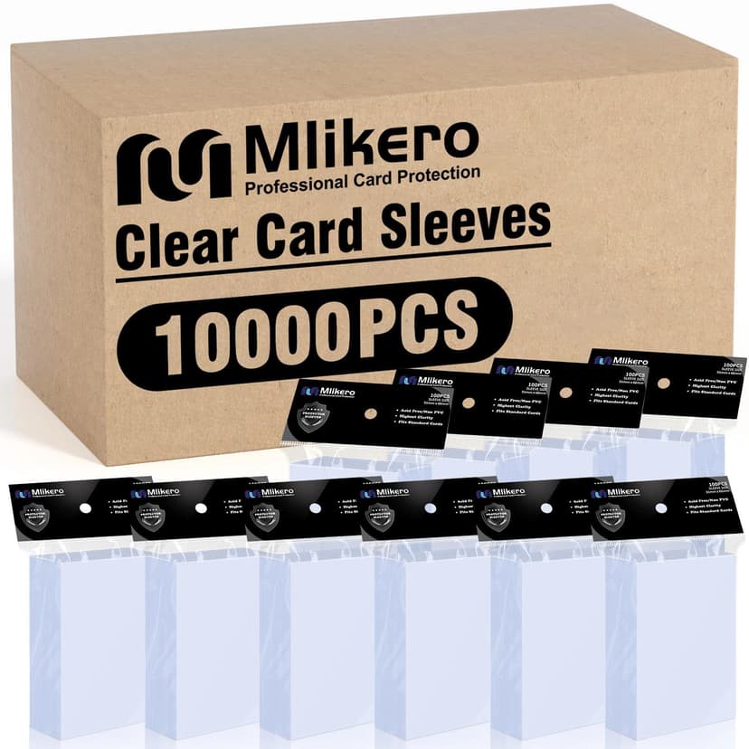 Mlikero 10000 Count Card Sleeves, Clear Soft Trading Card Sleeves, Polypropylene (PP), Fit for MTG, TCG, Baseball, Football, Game Cards