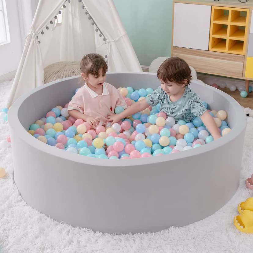 SHJADE Foam Ball Pit, 47.2"x 13.8" Large Ball Pits for Toddlers-Grey | Soft Memory Sponge Round Playpen Ball Pool for Kids, Ideal Gift for Babies, Indoor and Outdoor Game, Balls not Included