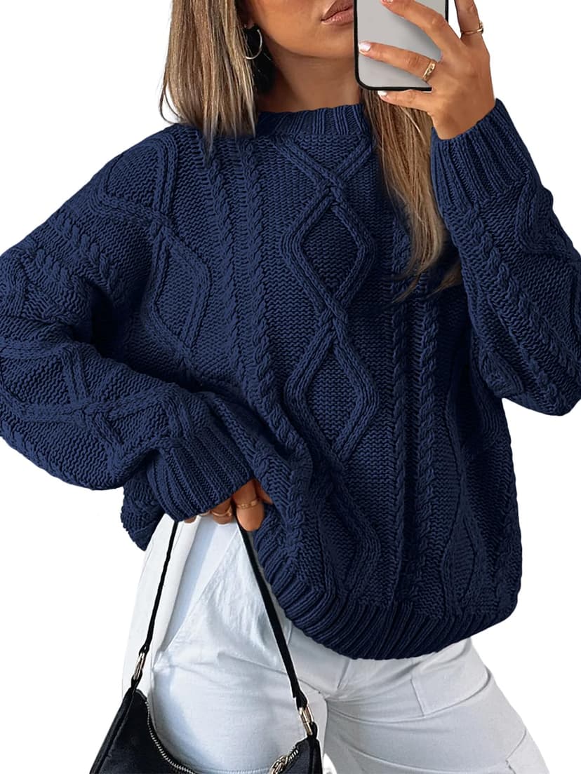 Trendy Queen Women's Oversized Cable Knit Sweaters 2026 Fall Outfits | Quiet Luxury Style, Chunky Knit Texture, Winter Holiday Outfit, Easy Layering Piece, Fall Fashion Staple