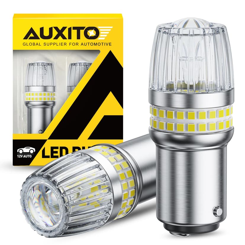 AUXITO Latest 1157 LED Bulb White Reverse Lights, 700% Brighter 2057 2357 7528 BAY15D LED Bulbs with Projector for Backup Parking Tail Brake Signal Marker Daytime Running Light, Pack of 2