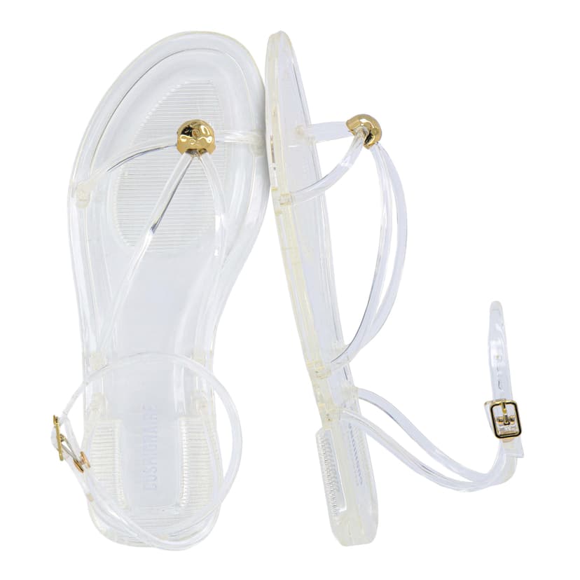 CUSHIONAIRE Vita Jelly Sandals for Women, Casual Lightweight Womens Strappy Sandals with Adjustable Buckle Strap and Gold Hardware Accent