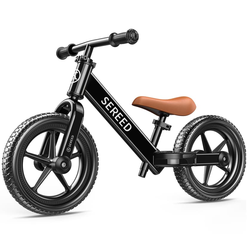 SEREED Toddler Balance Bike 2 Year Old, No Pedal Kids Bicycle Toys for 2-5 Years Old, Tool-Free Adjustment, Customize Plate with Stickers, Gift for 2-3 Boys Girls (Black)