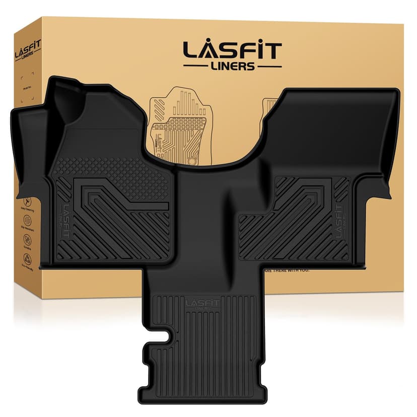 LASFIT Floor Mats for Mercedes Benz & Dodge Sprinter 2500/3500 2007-2018 (Fit for Cargo Van), All Weather TPE Floor Liners Custom Fit Sprinter 2007-2018 Car Mats, 1st Row with Center Aisle Liner