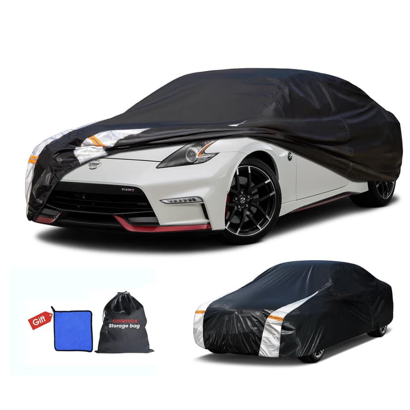 Nissan 350Z Car Cover 100% Waterproof All Weather, Gift with Towel, 10 Layers Car Cover Custom Fit 2003-2026 Nissan 350Z/370Z Roadster/Coupe, Full Exterior Cover Rain Sun UV Protection with Zipper.