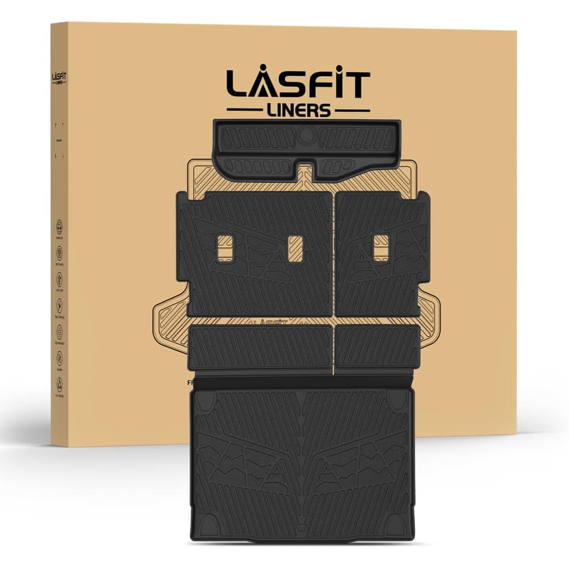 LASFIT Cargo Mats+Rear Back Seat Protector for Ford Bronco 4-Door 2021-2026 | All Weather TPE Trunk Liner+Underfloor Storage Mat+Backrest Cover Custom Fit Easy Clean, Not Fit Bronco Sport or 2 Door