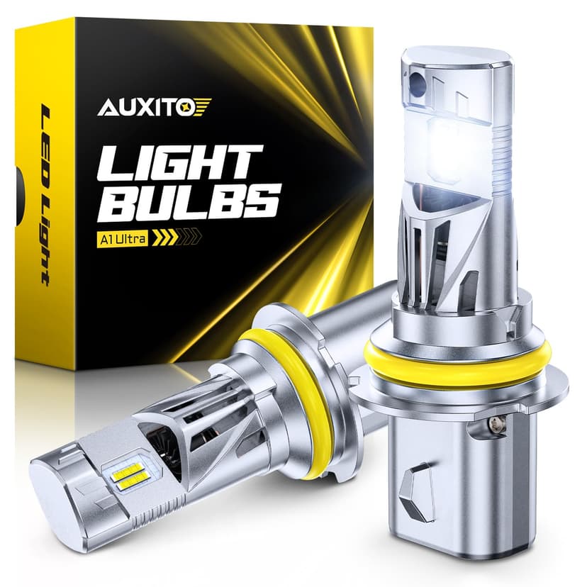 AUXITO 9007 HB5 Fog Light Bulbs, 50000LM 6500K Cool White, Pack of 2 | Plug and Play CANbus Ready No Flicker