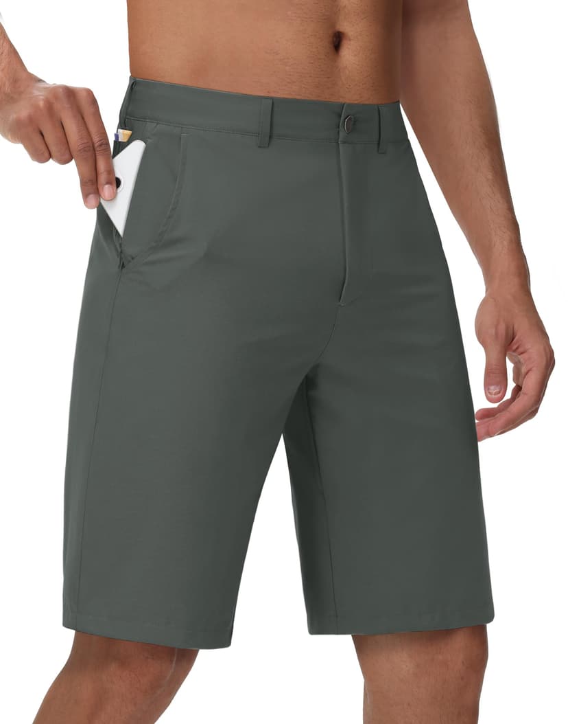 JWM Mens Golf Shorts 8"/11" Inseam - Stretch Lightweight Quick Dry Flat Front Hybrid Casual Dress Work Shorts with Zip Pocket