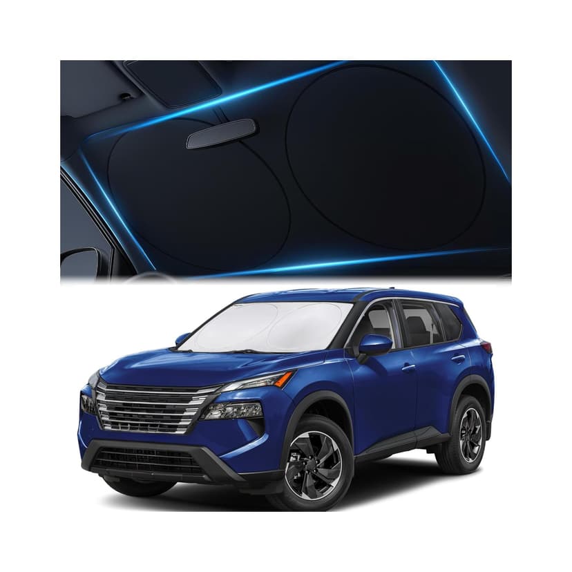 Magnelex Car Windshield Sunshade – Double-Layer Design for 2X Heat Blocking, Blocks UV Rays, Foldable Sun Shade for Cars, Trucks & SUVs, Keeps Interior Cooler, Medium (59 x 31 in)