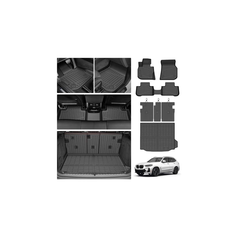 Cartist Floor Mats for BMW X3 2018-2024 (Only Fit Without Spare Tire, Not Fit for X3 30e), All Weather Cargo Liner for X3 Accessories, Heavy Duty TPE Floor Mats and Cargo Mats, Car Accessories