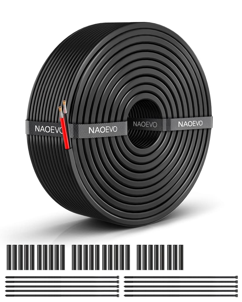 NAOEVO 14 Gauge Wire 2 Conductor Tinned Copper Electrical Wire, 50FT | PVC Insulated, 12V Low Voltage, High Conductivity, Flexible 14 AWG Wire for Automotive, Marine, Speaker, Trailer, Lamp