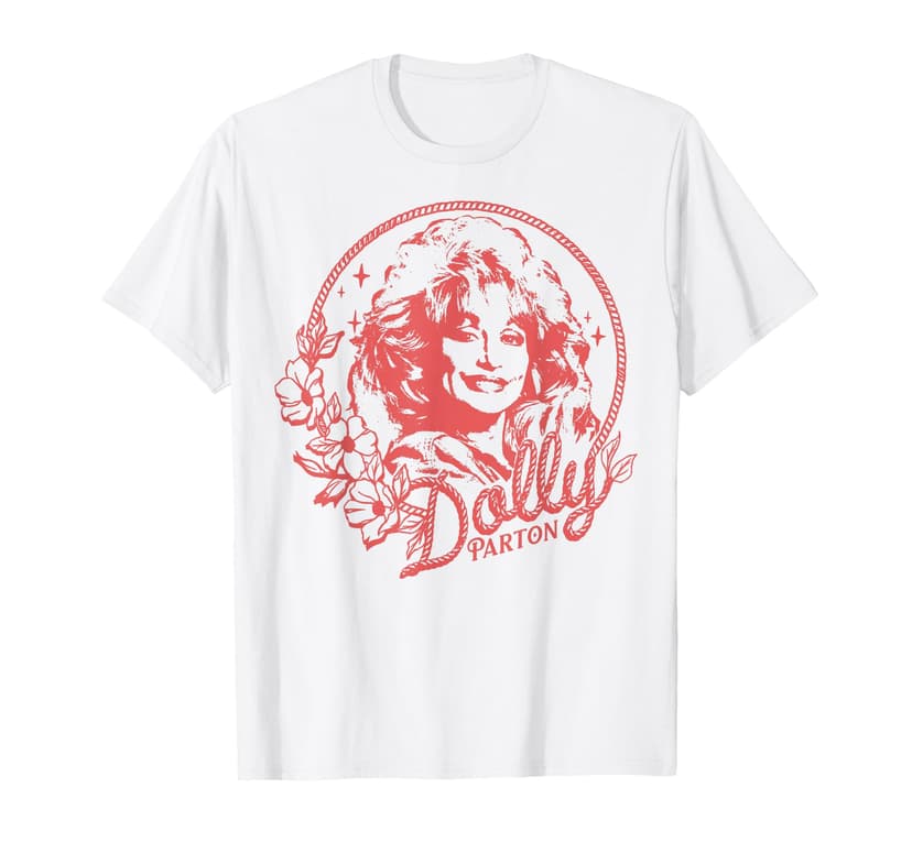 Dolly Parton Rope and Flower Framed Minimalistic Portrait T-Shirt