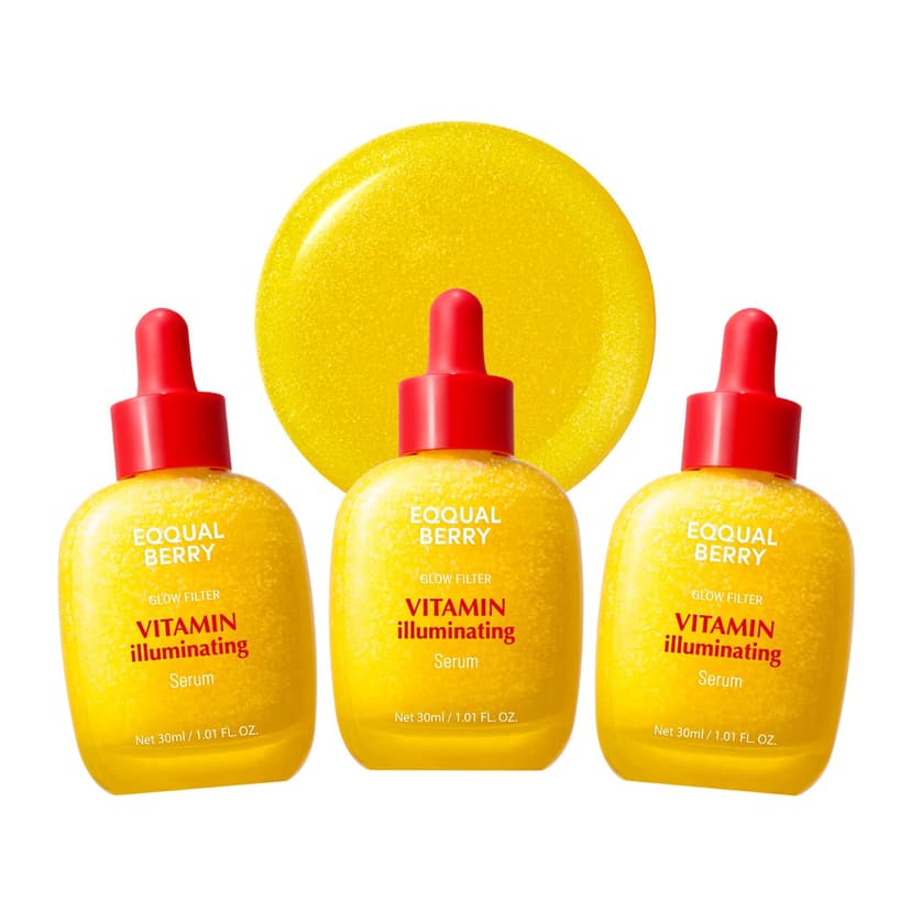 EQQUALBERRY Vitamin Illuminating Serum Triple Pack | Niacinamide 4% & TXA | Brightening Vitamin C Serum for Glow & Hyaluronic Acid | Dark Spot & Uneven Tone Care | Korean Skincare, 1.01 oz (Pack of 3)