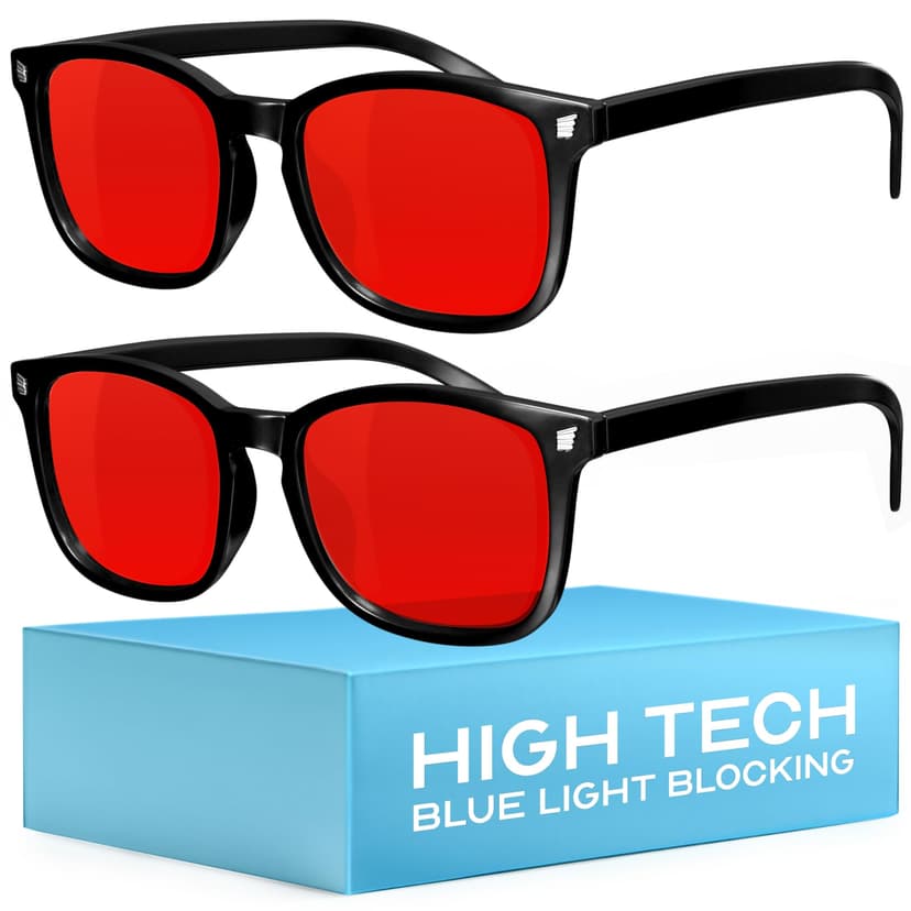 livho High Tech Blue Light Blocking Gaming Glasses - Red Lenses | Computer Glasses, Advanced Blue Light Blocking, Screen Fatigue Protection, UV Protection