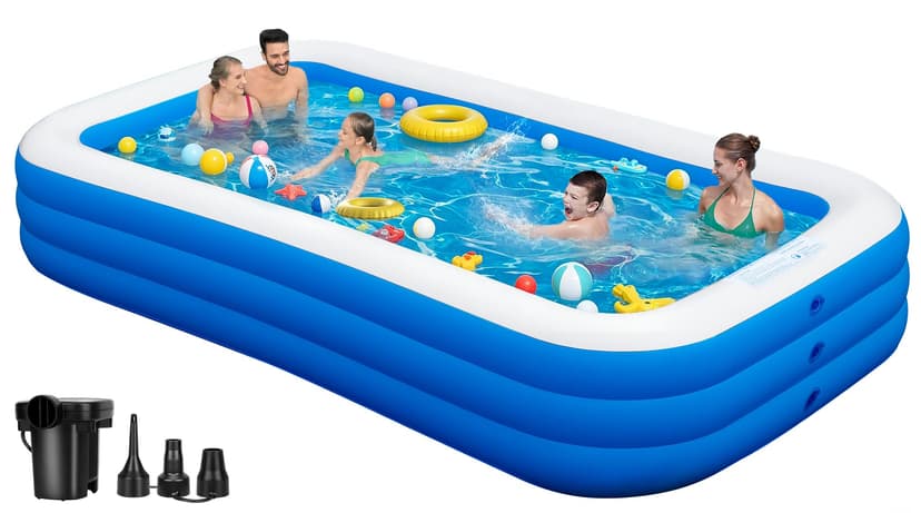 Inflatable Swimming Pool for Family, 130" x 72" x 22" Large Blow Up Pool for Adults & Kids, Thickened Backyard Pool with Pump, Quick Inflation Summer Outdoor Water Party Pool
