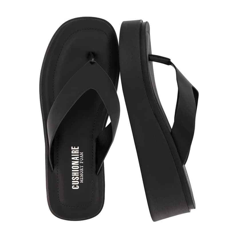 CUSHIONAIRE Pippin Chunky Platform Flip Flops, Stylish Wedge Flip Flops for Women with Cushioned Footbed and Durable Sole