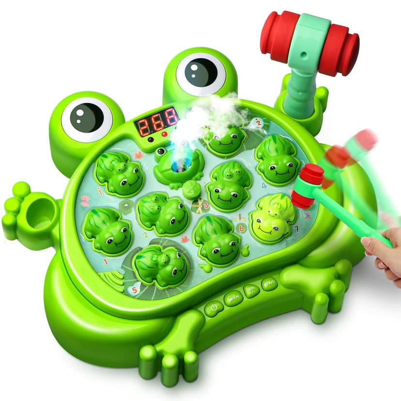 HopeRock Toys for 2 3 4 5 Year Old Boy, Whack A Frog Game, Toddler Boy Toy | With 5 Modes,45 Levels,9 Music Spray and Light-up, Baby Toy Gifts for Early Learning, Birthday Gift for Toddler Boy Toys