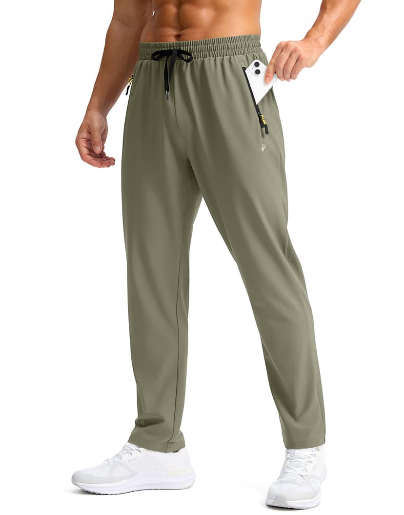 Pudolla Men's Lightweight Hiking Pants Quick Dry Outdoor Sweatpants with Zipper Pockets for Athletic Workout Casual Travel